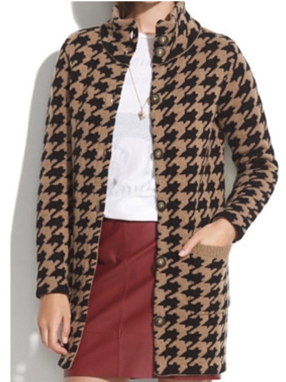 Madewell Women's Wallace Houndstooth Sweater Coat
